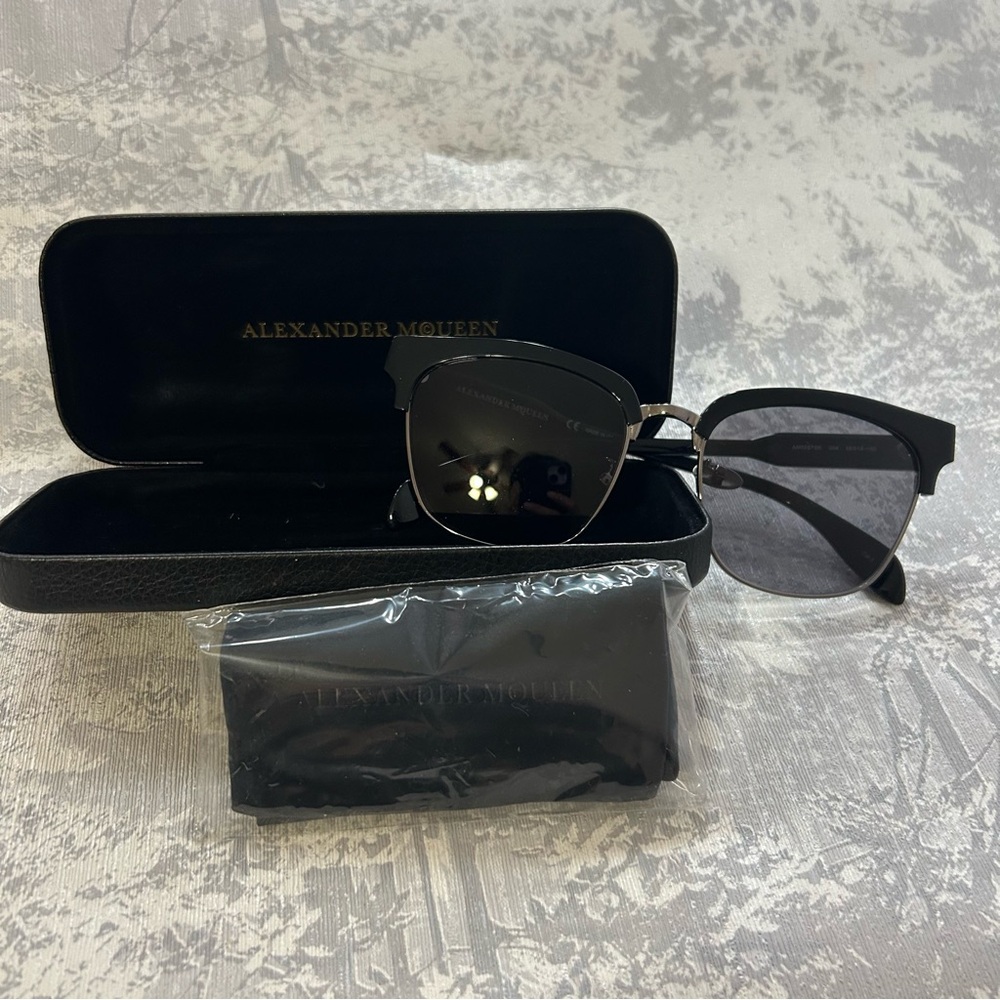 Alexander McQueen 56mm Clubmaster Sunglasses with Case